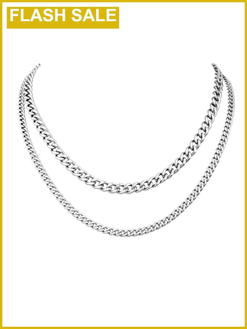 Mens Cuban Link Chain Set 4mm 6mm Stainless Steel Necklaces